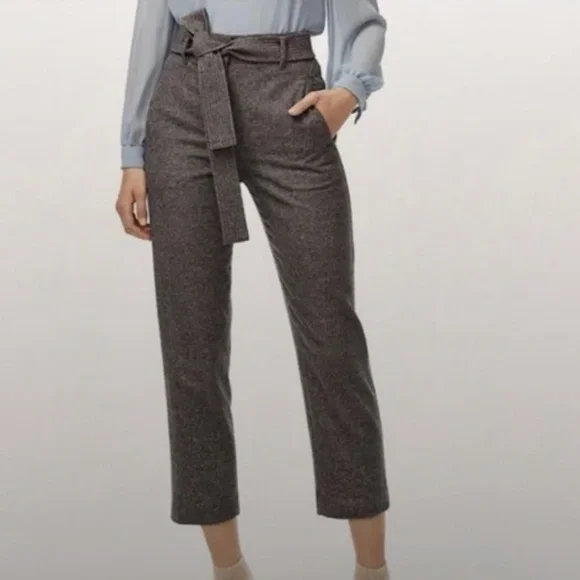 ARITZIA Wilfred  Tie-Front Pant Wool Straight Leg Trousers - 2 - Picture 3 of 14